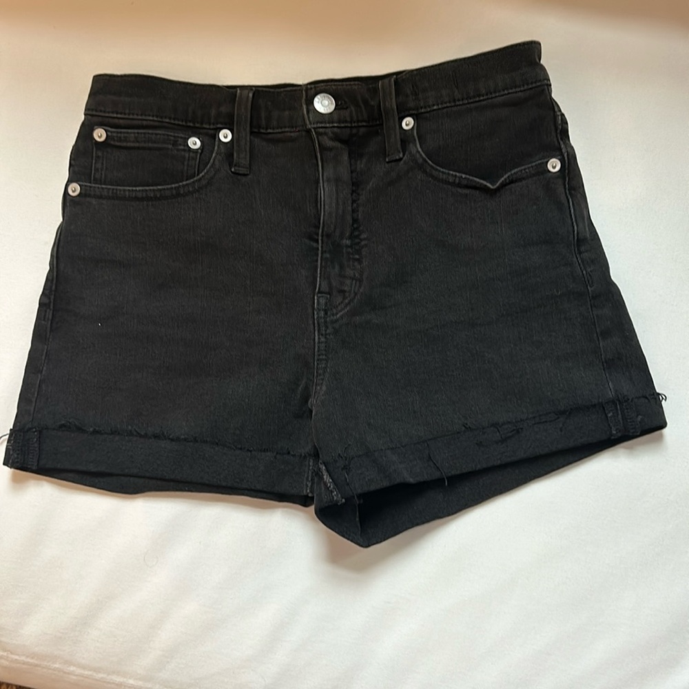Madewell Black High-Rise Denim Shorts